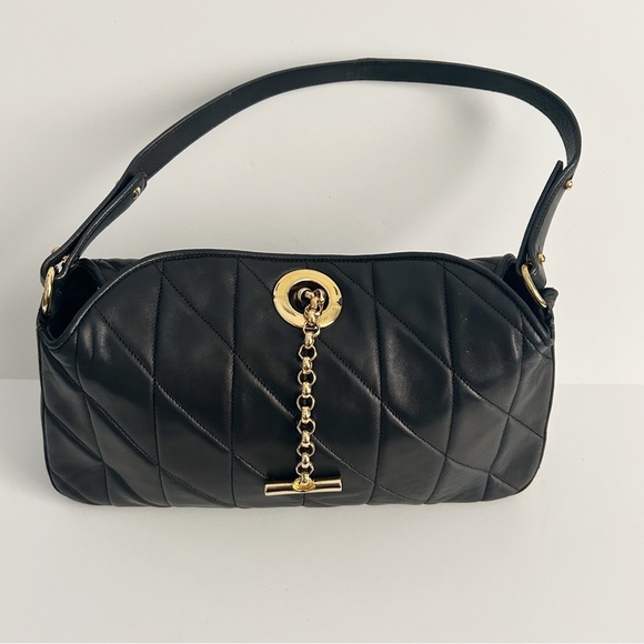 St. John Black Quilted Leather Shoulder Bag - Picture 1 of 15